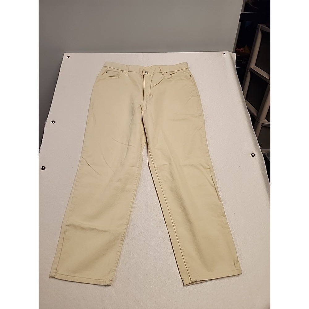 Lands End Ladies Yellow Mid‎ Rise Straight Leg Jeans Pants Size 16